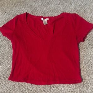 Bozzolo Vibrant Red Short Sleeve V-Neck Tee